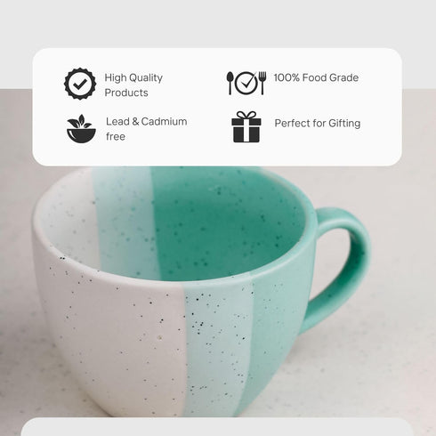 TT Green Ceramic Cup Set of 2, 250ML - The Earth Store - Cup Sets